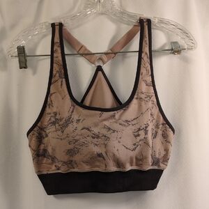 Fabletics Tan and Black Patterned Sports Bra